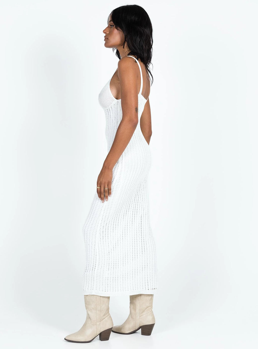 Francie Knit Midi Dress White