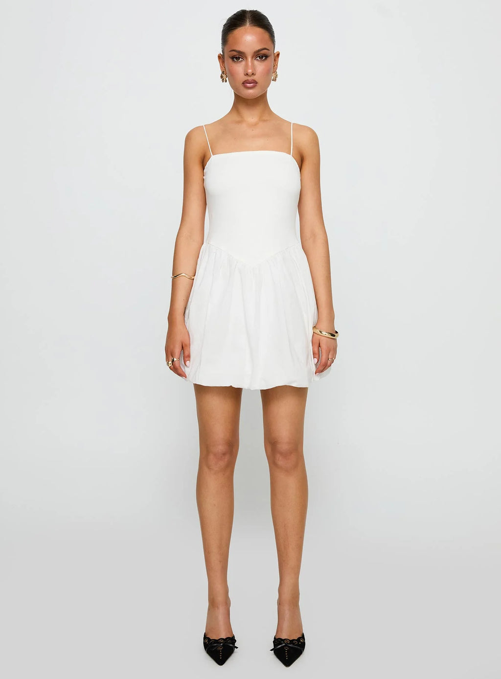 Vista Amora Bubble Hem Mini Dress White